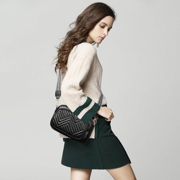 Quilted Crossbody Bags for Women Trendy Vegan Leather Crossbody Purses Handbag S - Picture 7 of 7